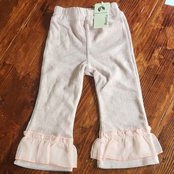 Xia tuerban Girls Pink Ruffle Pants ☆ Size is 90 = (US size 1-2 T) ☆  NWT ☆ CUTE - Picture 1 of 13